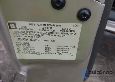 2004 Chevrolet Silverado 2500Hd Ls z USA, uszkodzony, nr VIN 1GCHK29114E215156